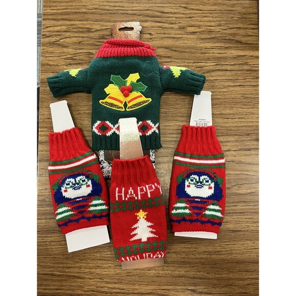 4 UNCLE BOB’S Ugly Beer Sweater Sleeve Cousy Christmas Sweater Card Game Koozie - Picture 1 of 6